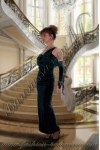 Вечернее бархатное платье + длинные перчатки «Emerald coast»